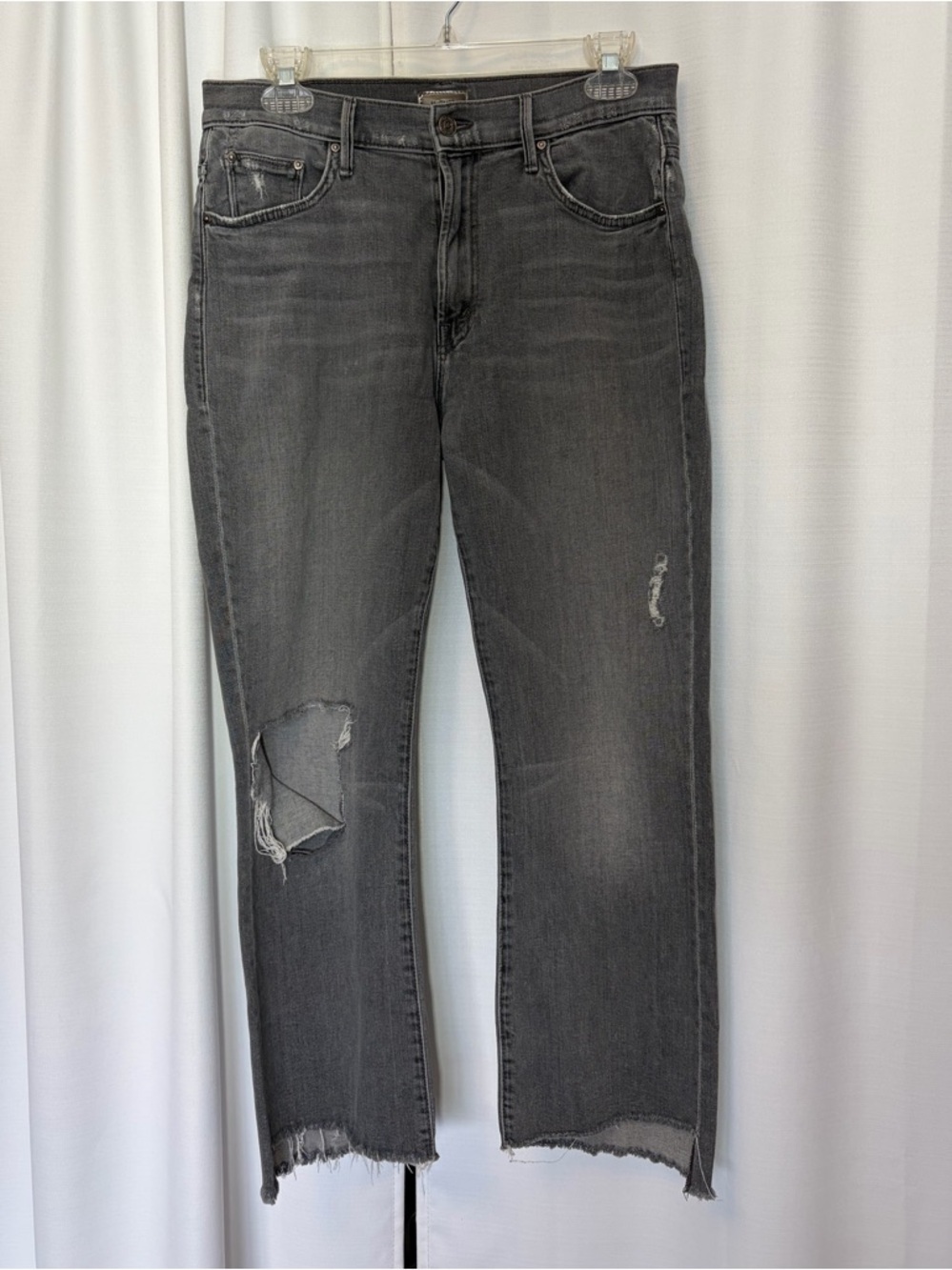 MOTHER The Insider Crop Fray Gray To the Moon Sz 29 Distressed Frayed Grunge Y2K - Picture 2 of 16